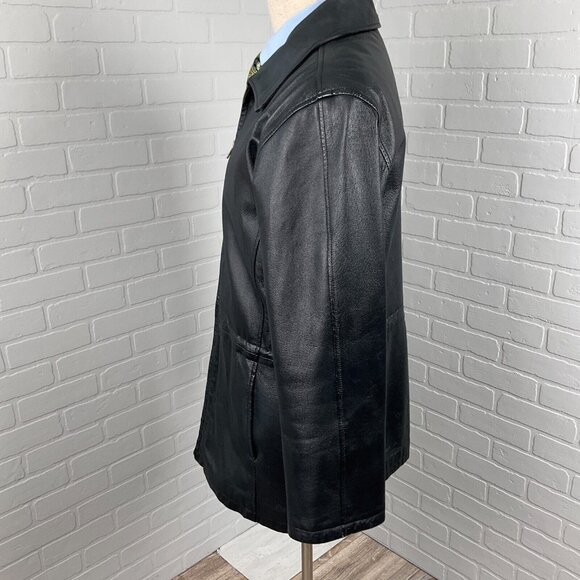 Middlebrook Park Jacket Men Small Black Leather Anorak Zip Retro Coat‎ Casual - Picture 2 of 14